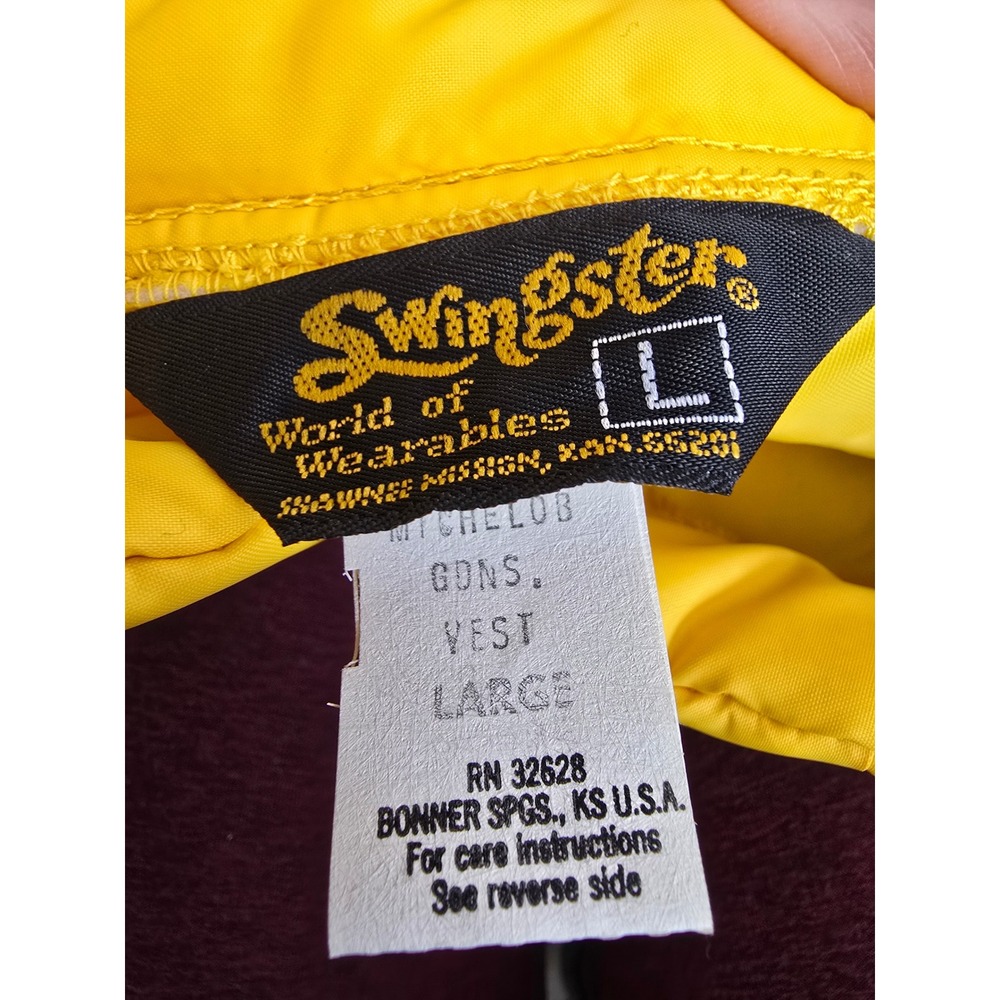Vtg Michelob Puffer Vest Mens Large Yellow Quilted Sleeveless Full Snap Workwear - Picture 4 of 5